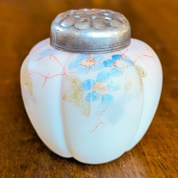 Antique Mount Washington Hand Painted Art Glass Melon Shaker c 1890 - Picture 5 of 13